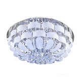 Modernist Stainless-Steel Crystal Flush Mount Ceiling Light With Cut Accents