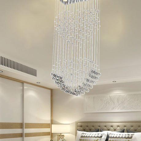 Modern Flush Mount Crystal Heart Ceiling Light Fixture - 3 Heads Nickel Finish