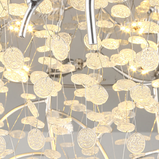 Contemporary Crystal Led Flush Mount Lamp - Chrome Finish For Living Room