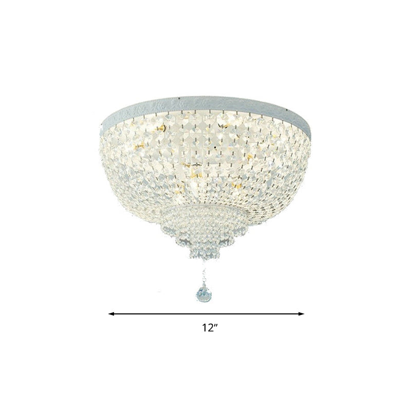 Minimalist Clear Crystal Beaded Flushmount Lighting - Wide 1 - Light Ceiling Fixture For Living Room