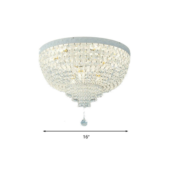 Minimalist Clear Crystal Beaded Flushmount Lighting - Wide 1 - Light Ceiling Fixture For Living Room