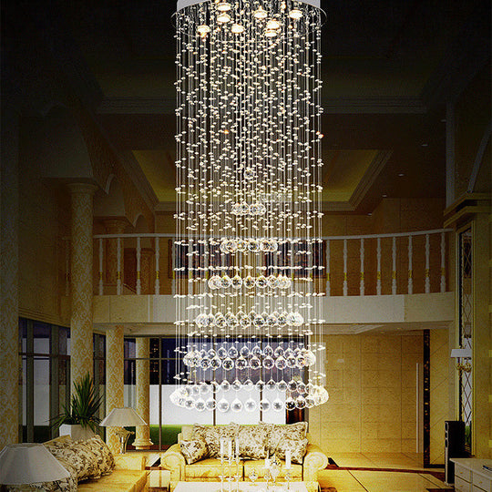 Minimalist Crystal Ball Flush Mount Lighting - 8 Lights In Nickel Finish