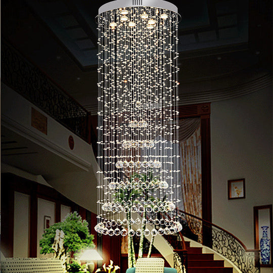 Minimalist Crystal Ball Flush Mount Lighting - 8 Lights In Nickel Finish