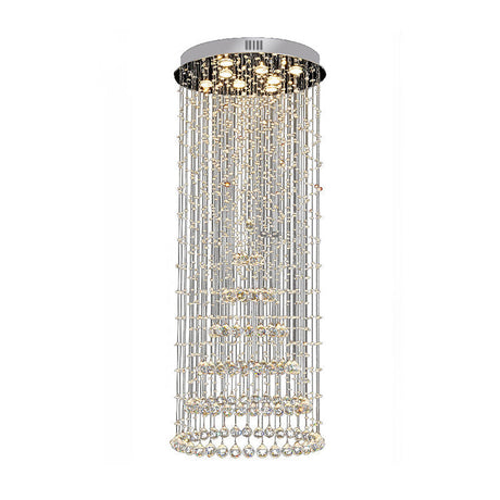 Minimalist Crystal Ball Flush Mount Lighting - 8 Lights In Nickel Finish