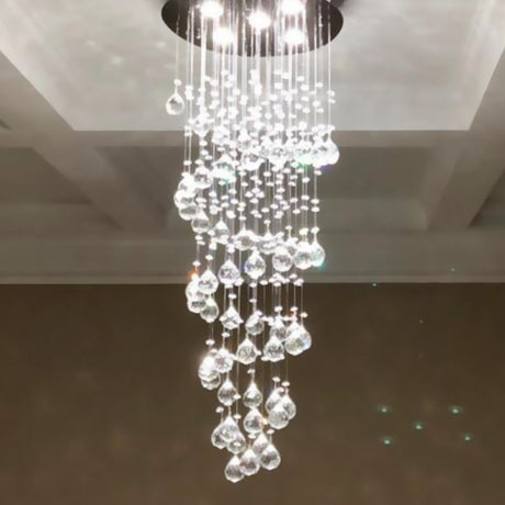 Sleek Spiral Crystal Ball Flush Mount Ceiling Light With 5 Lights - Nickel Finish