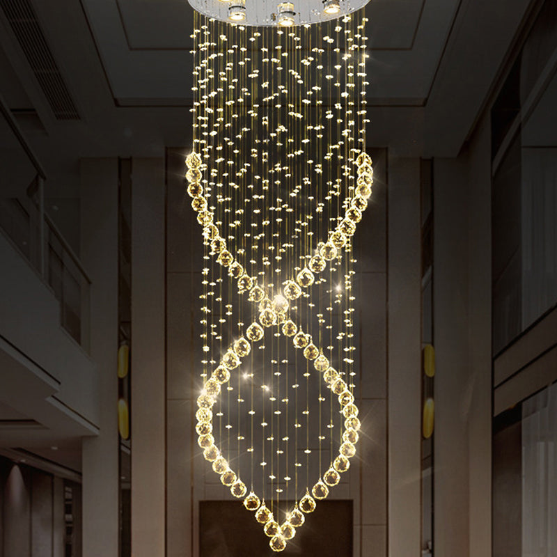 Modern Style 6 - Light Nickel Flushmount Crystal Flush Ceiling Light For Corridor - Spiral Design