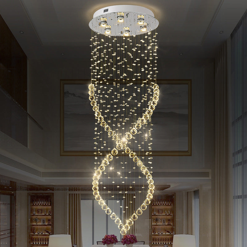 Modern Style 6-Light Nickel Flushmount Crystal Flush Ceiling Light For Corridor - Spiral Design