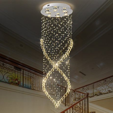 Modern Style 6-Light Nickel Flushmount Crystal Flush Ceiling Light For Corridor - Spiral Design