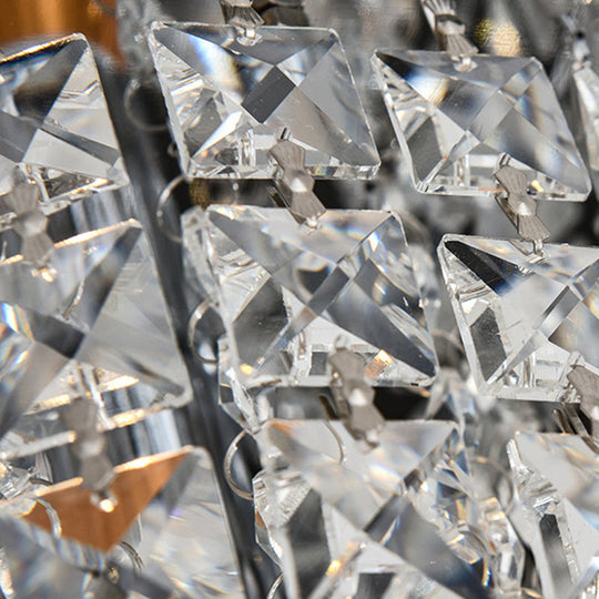 Contemporary Silver Round Crystal Flush Mount Ceiling Light - 1-Light For Living Room