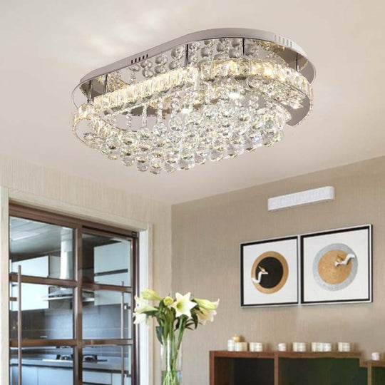 Minimalist Led Chrome Crystal Ball Flush Mount Light Fixture
