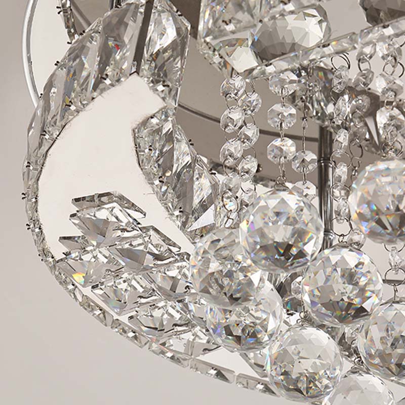 Minimalist Led Chrome Crystal Ball Flush Mount Light Fixture