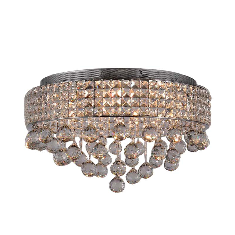 Cascading Crystal Ball Ceiling Light Fixture With 9 Lights In Modern Nickel Finish