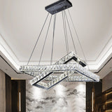 Minimalist Black Crystal Led Rectangle Chandelier For Dining Room Pendant Lighting