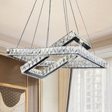 Minimalist Black Crystal Led Rectangle Chandelier For Dining Room Pendant Lighting