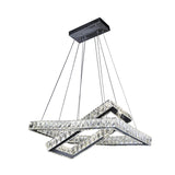 Minimalist Black Crystal Led Rectangle Chandelier For Dining Room Pendant Lighting