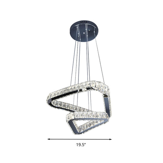 Moderne Kristall-Dreieck-Kronleuchter-Pendelleuchte mit LED in Nickel