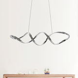 Modern Crystal Led Chandelier: Twist Hanging Pendant Lighting For Dining Room In Chrome Warm/White