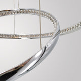 Modern Crystal Led Ring Chandelier In Chrome: Minimalist Pendant Lamp With Warm/White Light For