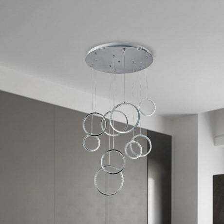 Minimalist Circle Crystal Pendant Light With 9 Warm Lights