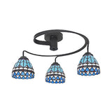 Nautical Style Semi Flush Light With Stained Glass Shade - Boat Mediterranean Baroque Design 3/5