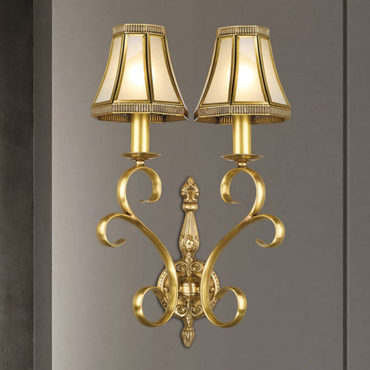 Conical Wall Mount Light - Traditional Brass Metal Fixture With 1/2-Light Lighting 2 /