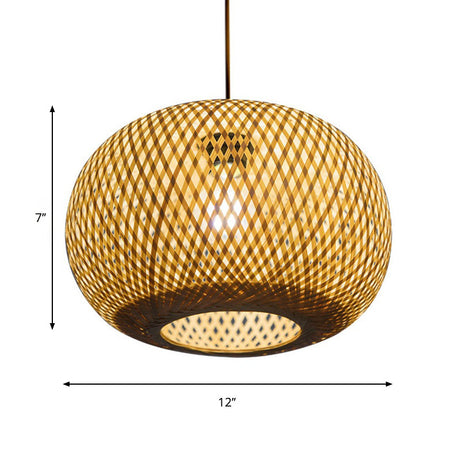 Wooden Pendant Light With Bamboo Shade And Modernist Touch