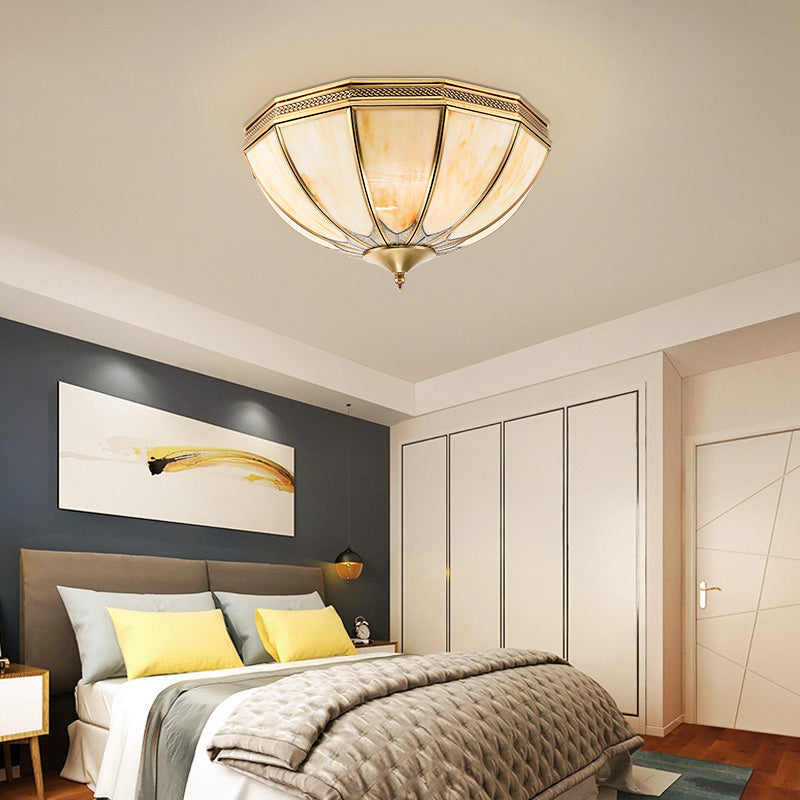 Gold Flushmount Light With 4 Lights And Frosted Glass For Bedroom Ceiling - Traditional Design’