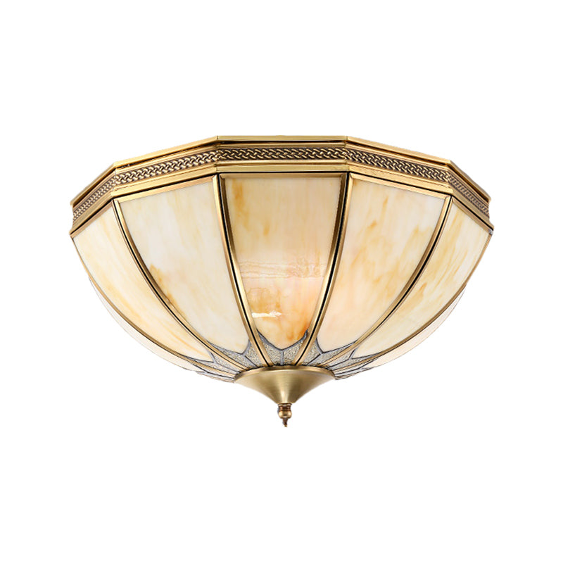 Gold Flushmount Light With 4 Lights And Frosted Glass For Bedroom Ceiling - Traditional Design’
