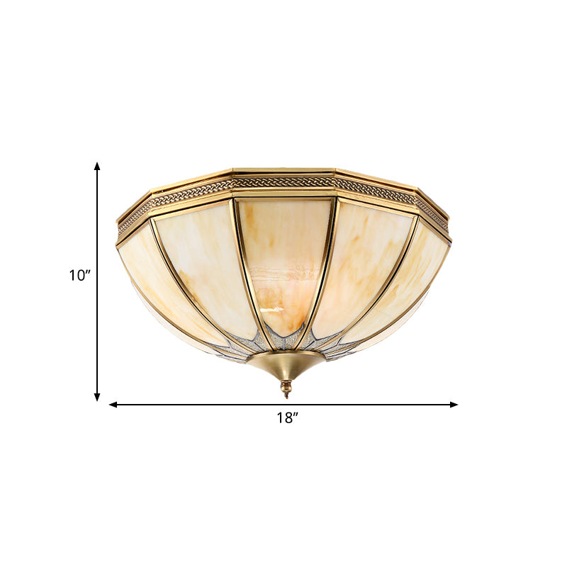 Gold Flushmount Light With 4 Lights And Frosted Glass For Bedroom Ceiling - Traditional Design’