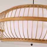 Modernes Pendelleuchten-Set aus Bambus – Abgerundete Trommelaufhängung, 1 Glühbirne – Hängeleuchte aus Holz, 18"/21,5"/23,5" breit