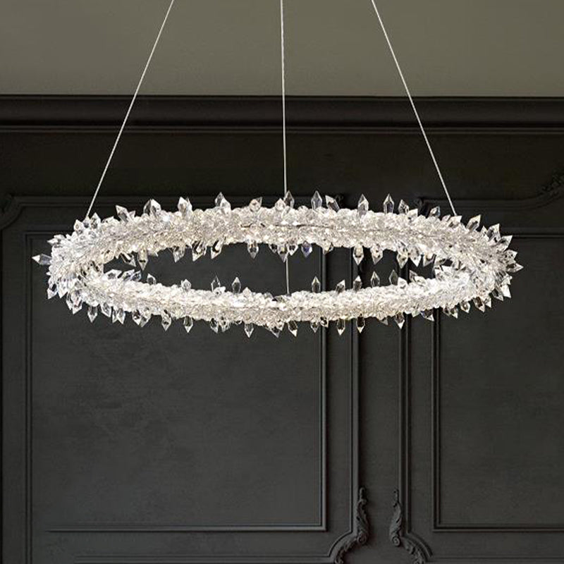 Modern Brass Led Crystal Chandelier - Stylish Ceiling Pendant Light For Living Room