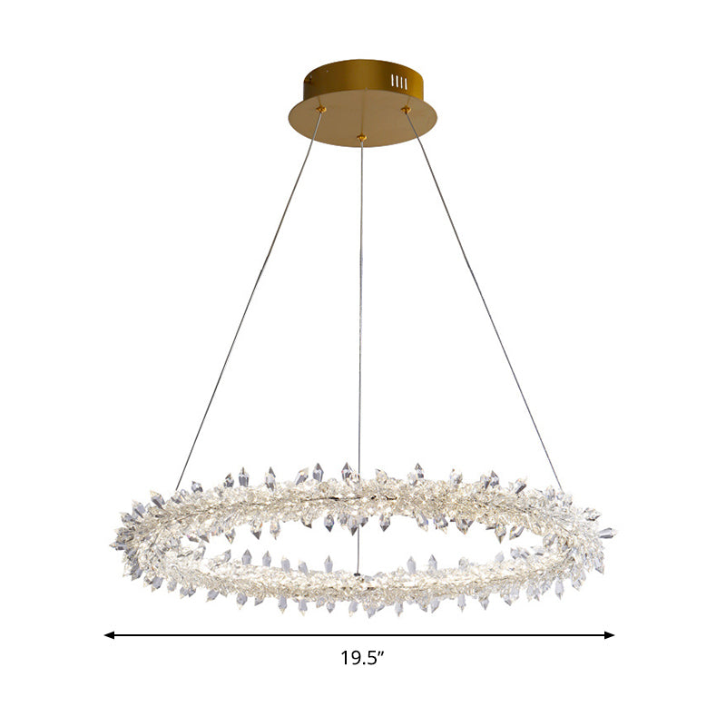 Modern Brass Led Crystal Chandelier - Stylish Ceiling Pendant Light For Living Room