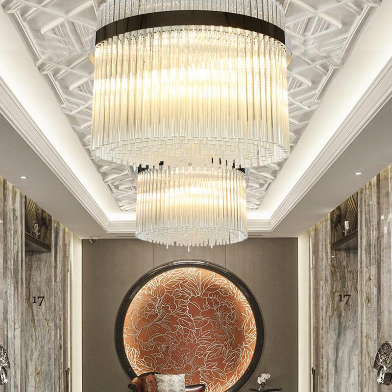 Modernist Crystal Pendant Ceiling Chandelier In Chrome - 13 Heads Ideal For Living Room