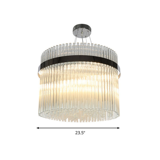 Modernist Crystal Pendant Ceiling Chandelier In Chrome - 13 Heads Ideal For Living Room
