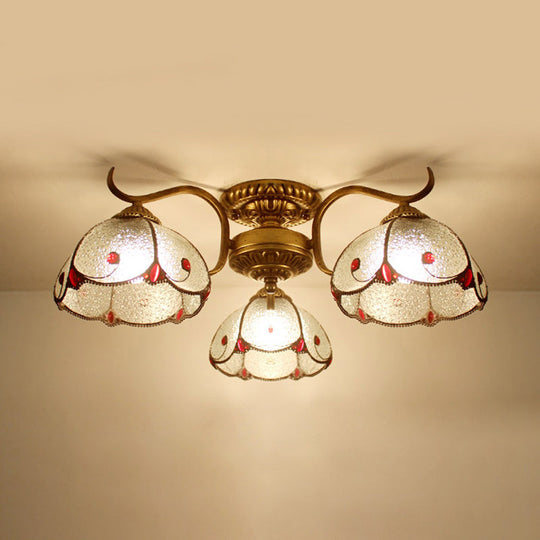 Stained Glass Vintage Ceiling Light - 3-Light Semi Flushmount In