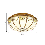 Gold 4/5 Lights Ceiling Mount Antique Opal Glass Flush Light Fixture 18“/21.5” W For Bedroom