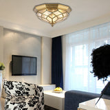Classic Gold Flush Mount Ceiling Light With Prismatic Glass – 3/5 Lights 18’/21.5’ For Bedroom