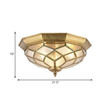 Classic Gold Flush Mount Ceiling Light With Prismatic Glass 3/5 Lights 18/21.5 For Bedroom