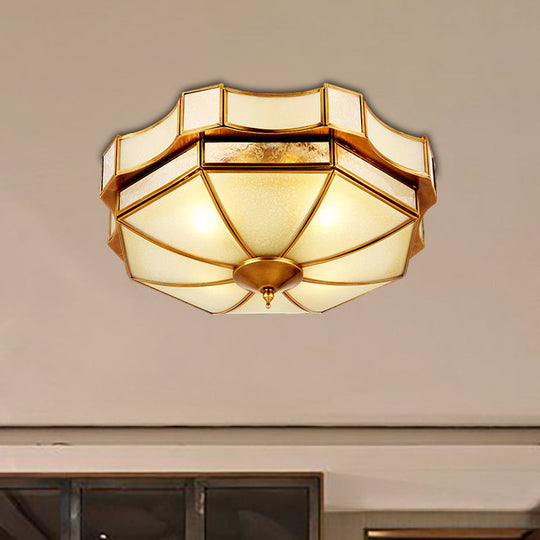 Traditional Frosted Glass Ceiling Flush Mount - Brass Finish 14/18/19.5 W / 14