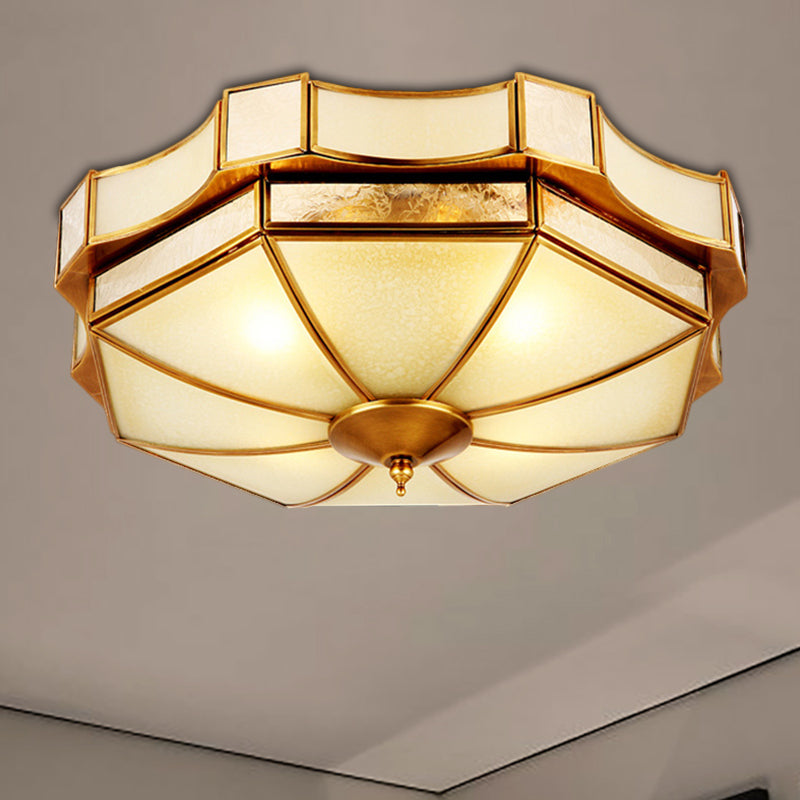 Traditional Frosted Glass Ceiling Flush Mount - Brass Finish 14’/18’/19.5’ W