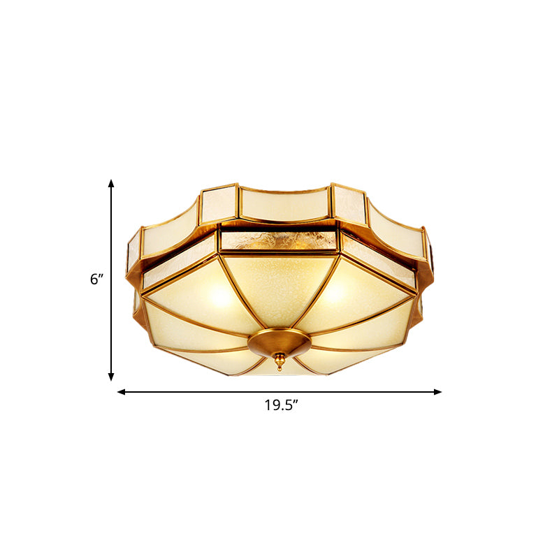 Traditional Frosted Glass Ceiling Flush Mount - Brass Finish 14’/18’/19.5’ W