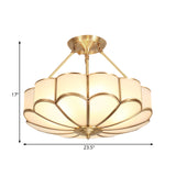 Traditional Scalloped Bedroom Ceiling Light Fixture With Brass Finish 4/6 Bulb Capacity 18/23.5