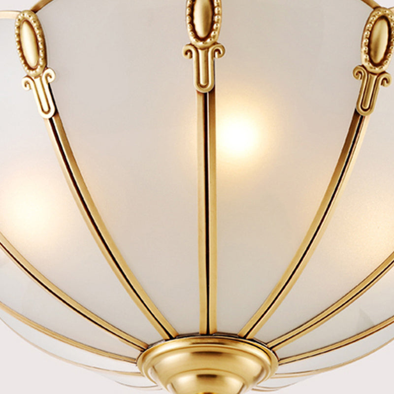 Classic Scallop Flush Mount Metal Ceiling Light Fixture In Brass For Bedroom - 17/21 Width 3/4 Bulbs
