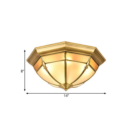 Traditional Brass Metal Dome Flush Mount Lamp - 3/4/6 Lights Ceiling Lighting For Living Room