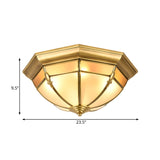 Traditional Brass Metal Dome Flush Mount Lamp - 3/4/6 Lights Ceiling Lighting For Living Room