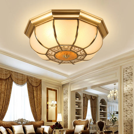 Retro Metal Brass Ceiling Mount Light Fixture - Oval Dining Room Flushmount 3/4/6 Heads 14/18/23.5