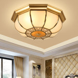 Retro Metal Brass Ceiling Mount Light Fixture - Oval Dining Room Flushmount 3/4/6 Heads 14/18/23.5