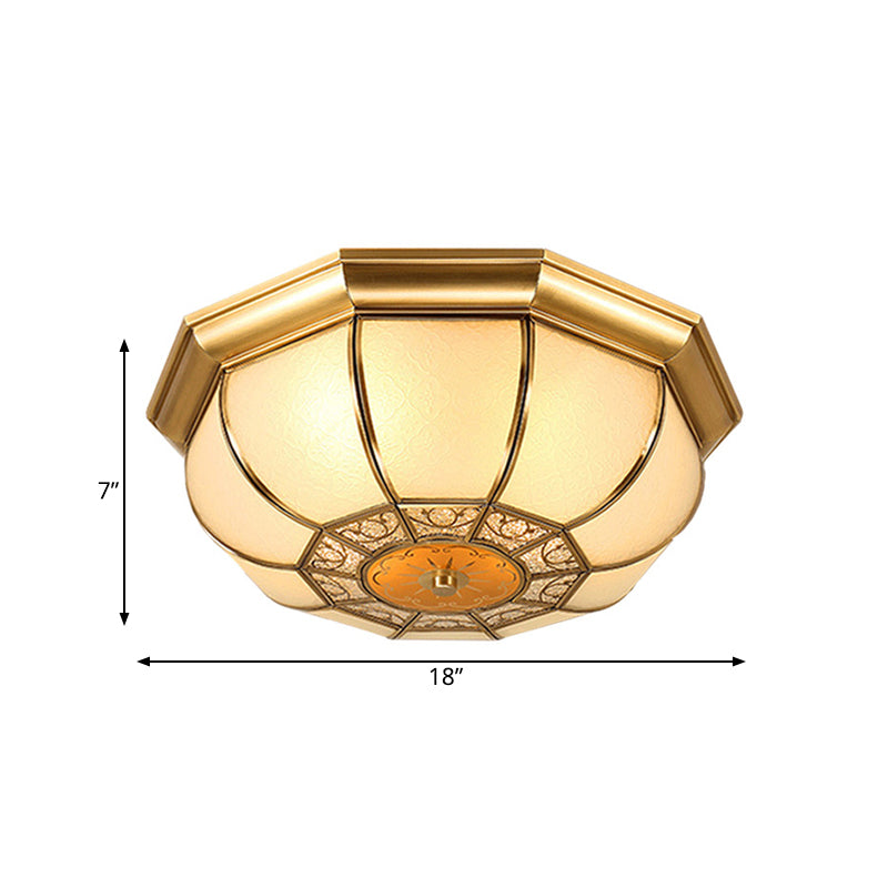 Retro Metal Brass Ceiling Mount Light Fixture - Oval Dining Room Flushmount 3/4/6 Heads 14/18/23.5