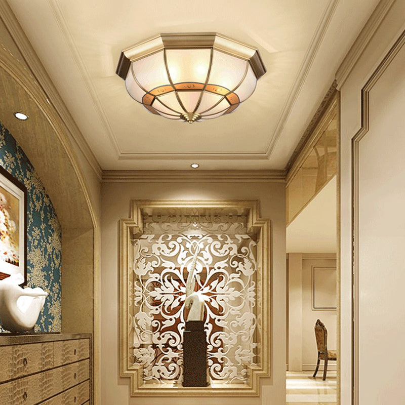 Metal Brass Flush Light Bowl Fixture: Antique Ceiling Mount For Living Room - 4/6 Bulbs 18/21.5