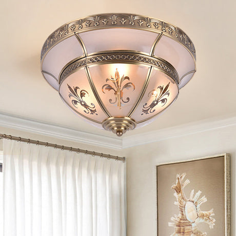 Traditional Brass Dome Flush Mount Light Fixture - 15/18 Width And 3/4 Lights For Living Room
